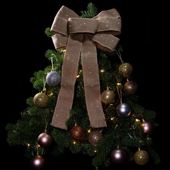 Burlap LED Wired Ribbon Bow, , on-hover image number null