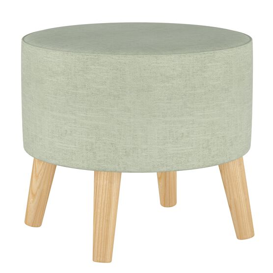Linen Round Ottoman with Splayed Legs, LINEN BLUE, hi-res image number null