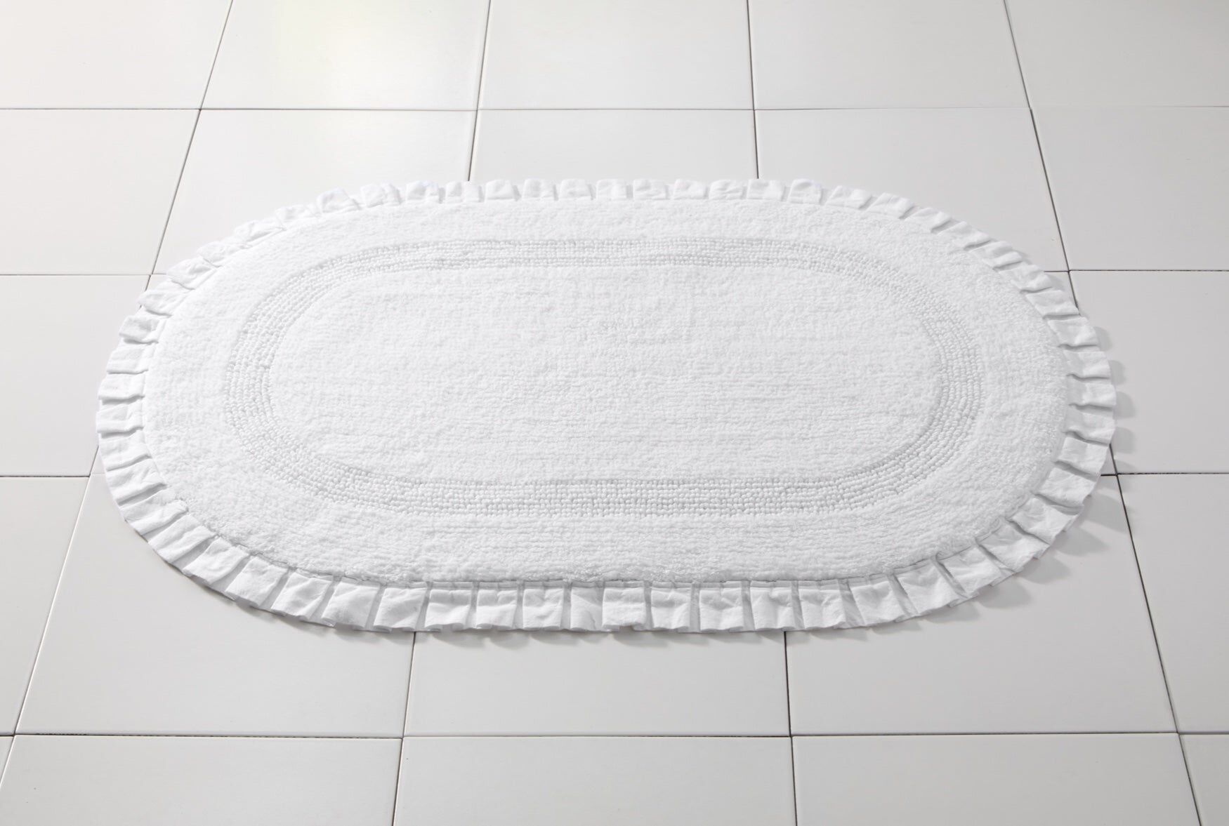Oval Ruffle Bath Rug | Catherines
