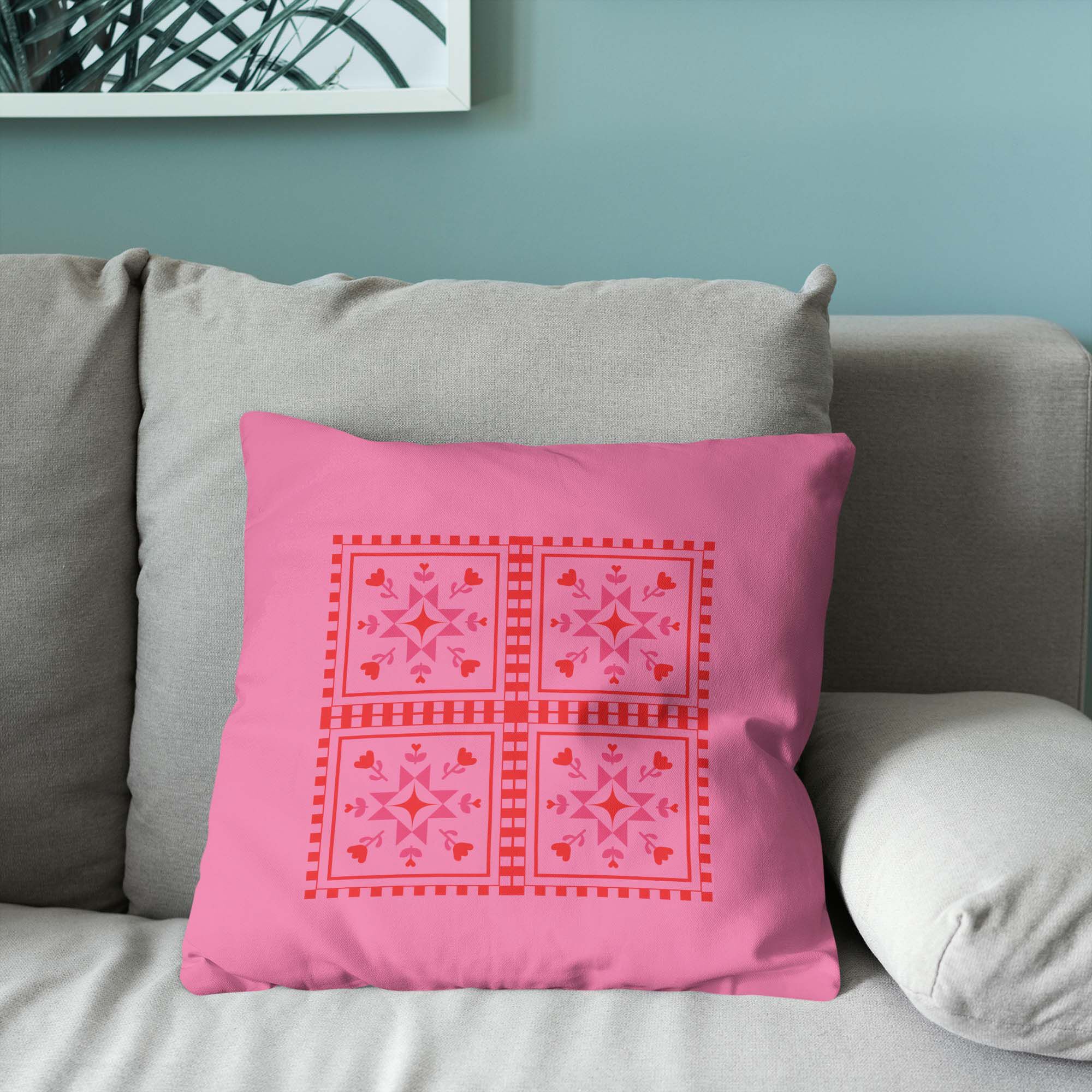 Valentine's Day Quilted Throw Pillow 18X18 Inches, QUILT PILLOW, alternate image number 3