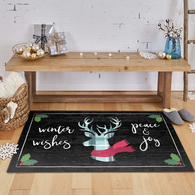 Winter Wishes Black Kitchen Rug, , alternate image number null