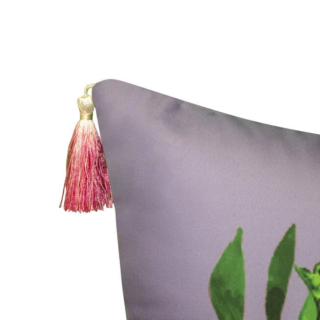 Edie @ Home Indoor/Outdoor Rose Print With Embroidery And Ombre Tassels Decorative Throw Pillow 14X26, Lavender, , alternate image number null