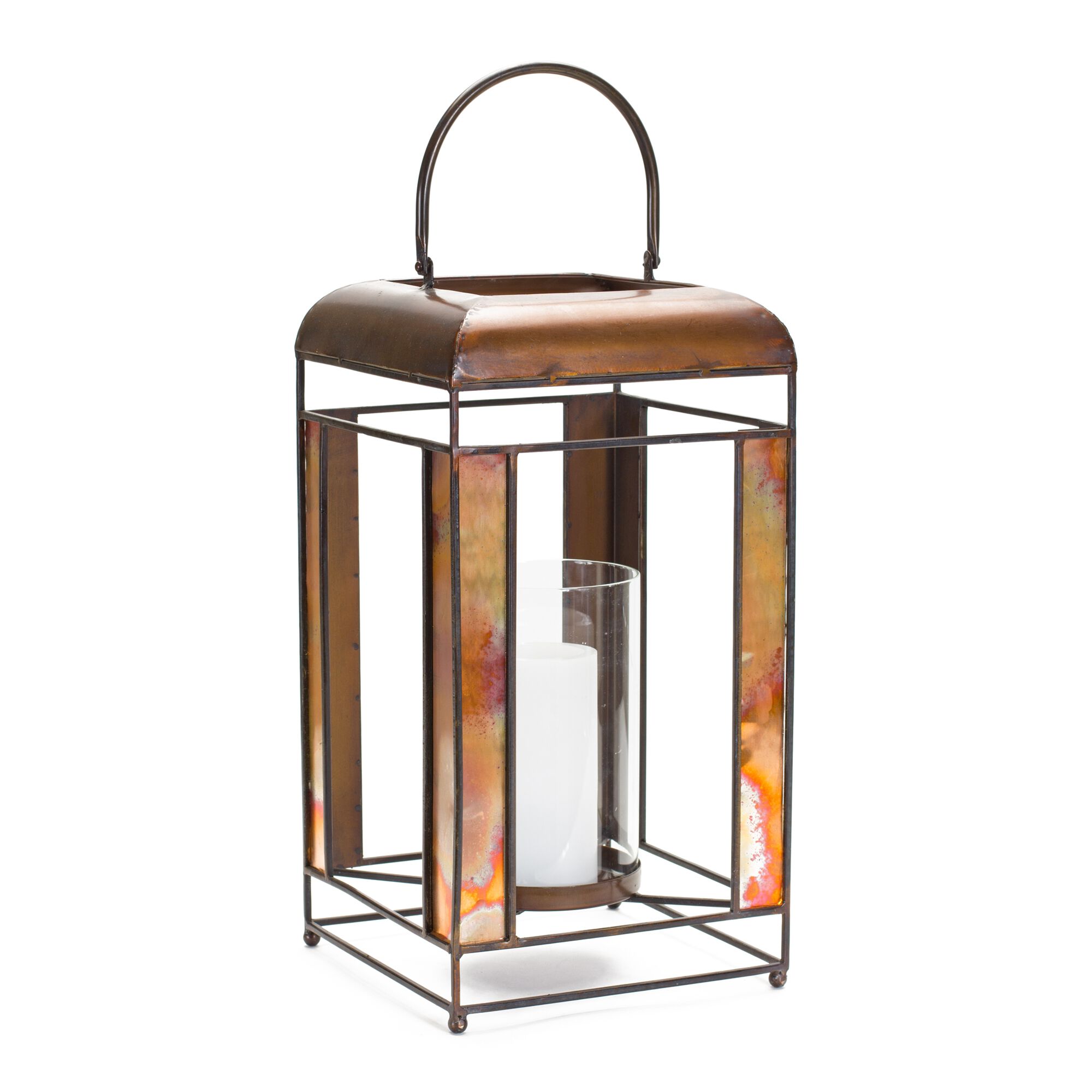 Lantern 9 inchesL x 17.25 inchesH Metal/Glass, BRONZE, hi-res image number 0