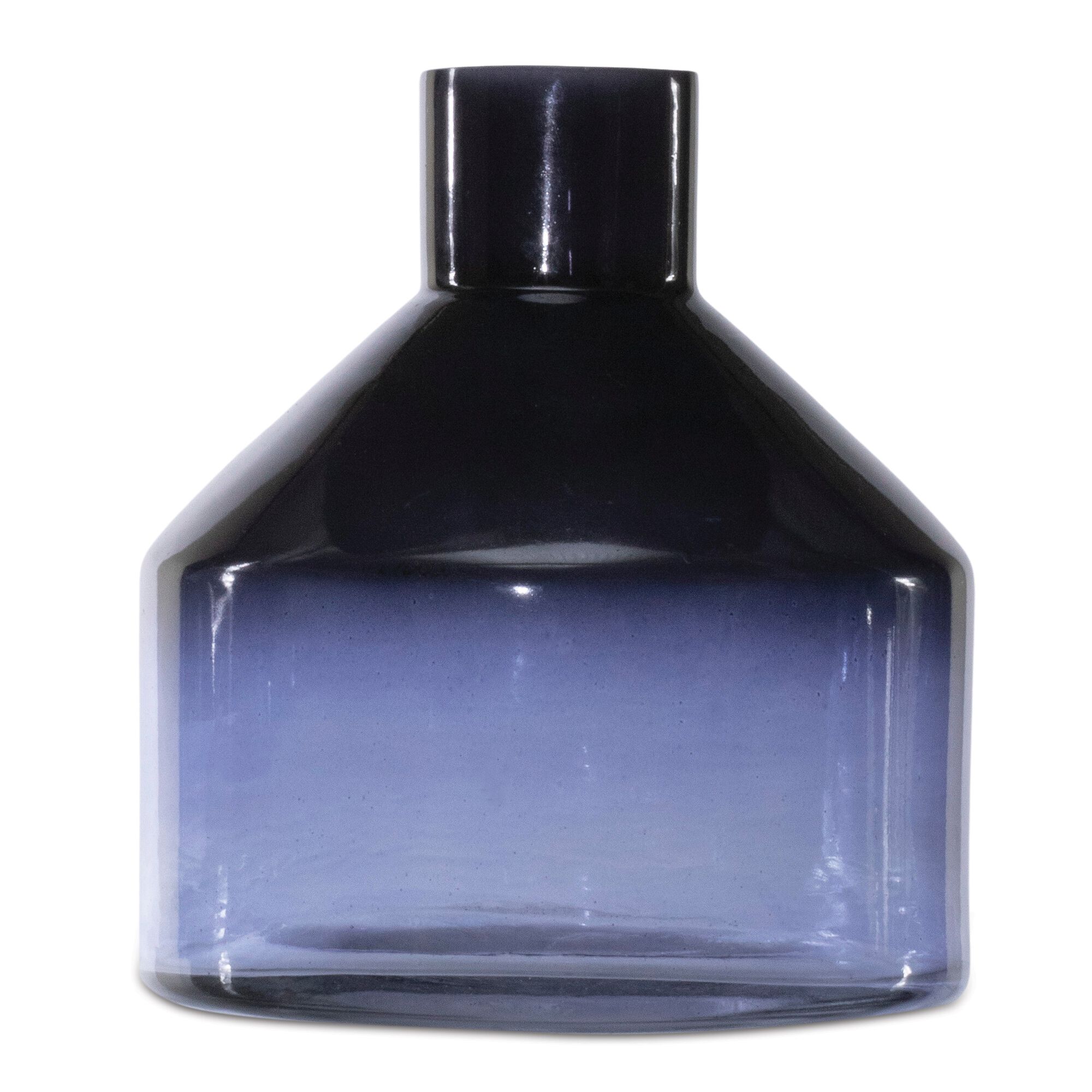 Blue Soda Lime Glass Bottle Vase 6 inchesH, BLUE, hi-res image number 0