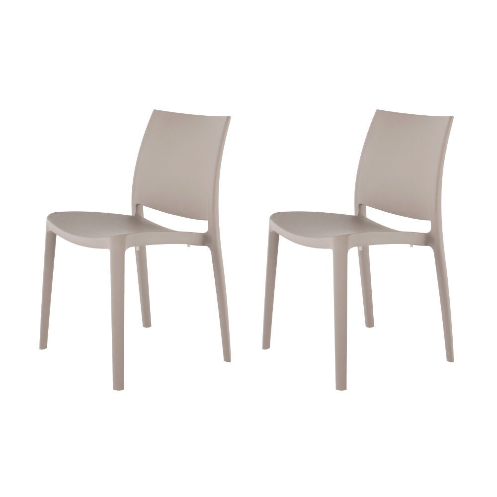 Set of 2 Sensilla Stackable Outdoor Dining Chairs, TAUPE, on-hover image number 1