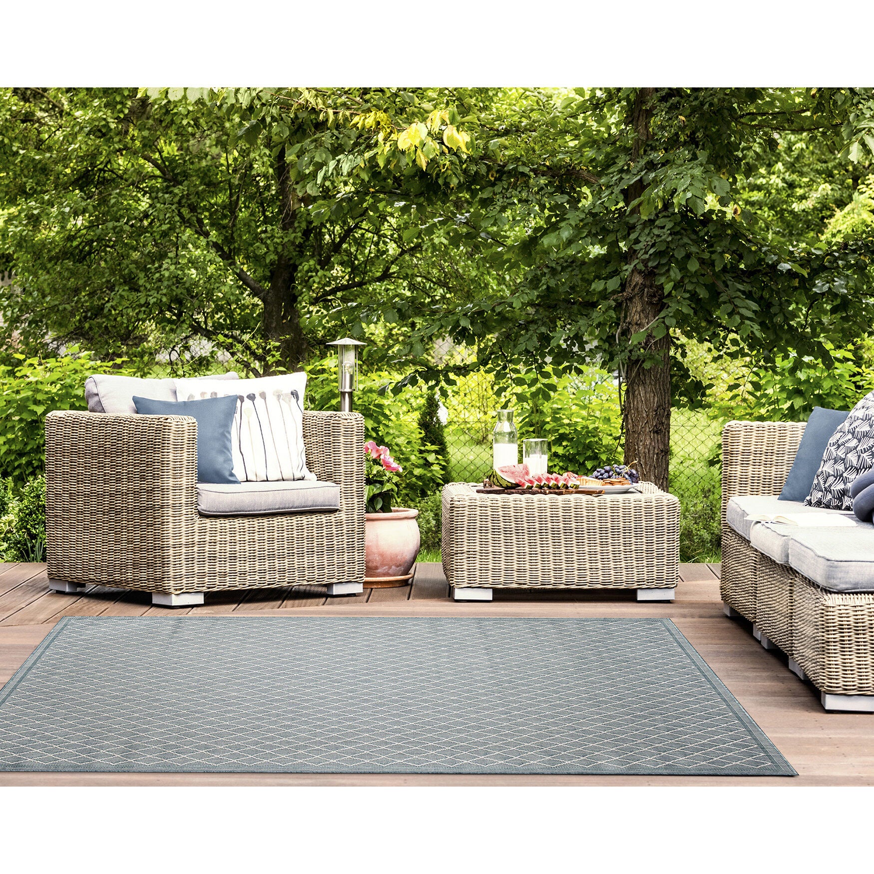 Carmel Diamonds Indoor/Outdoor Area Rug Aqua, , alternate image number 5
