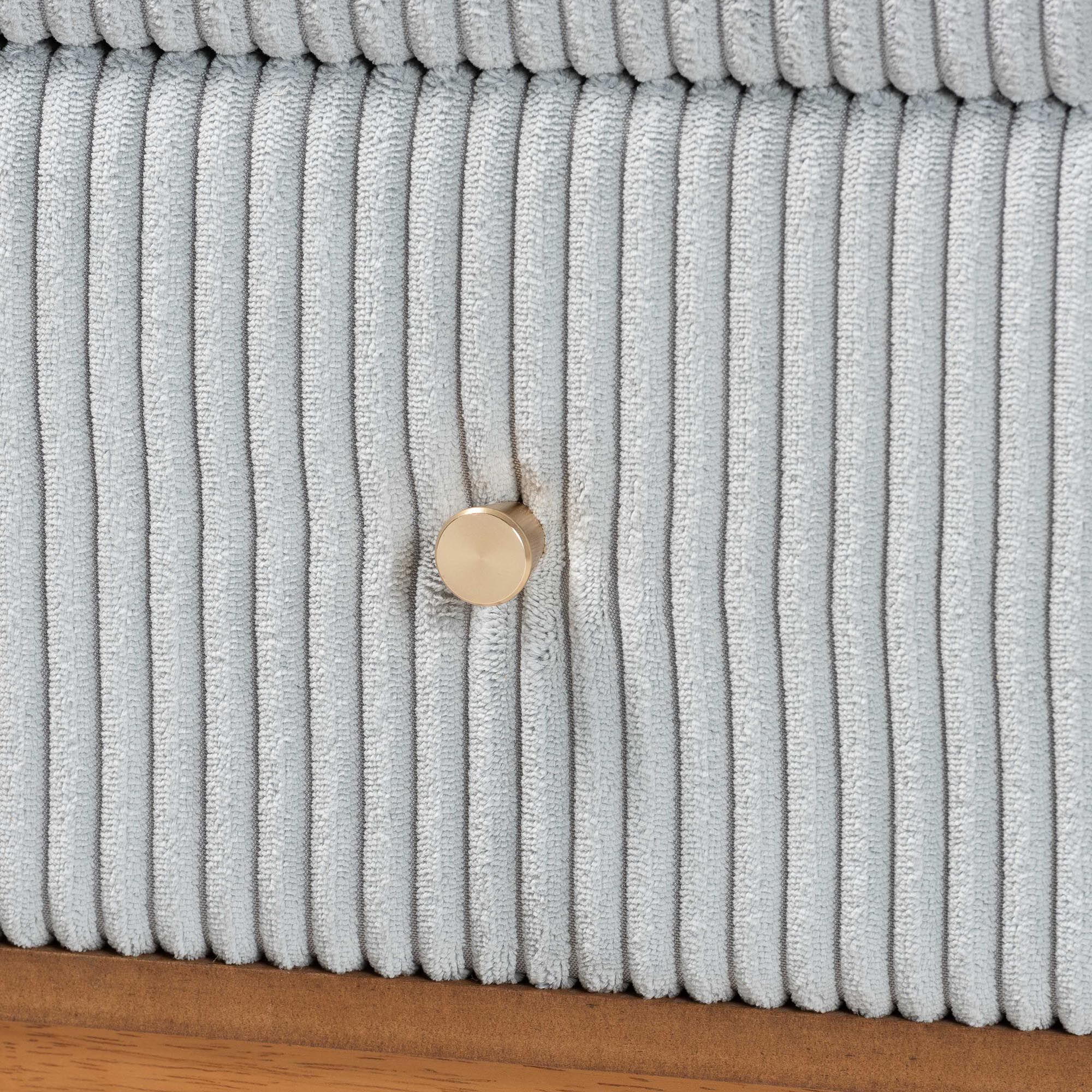 Taylin Mid-Century Grey Corduroy and Oak Brown Wood 2-Drawer Nightstand, GREY, alternate image number 5