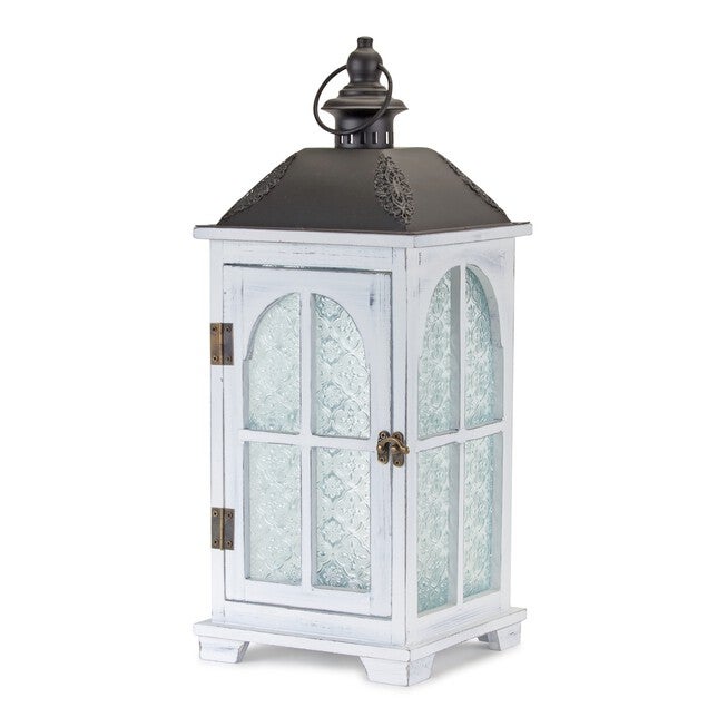 Lantern (Set of 2) 14.5 inchesH, 19.25 inchesH Wood/Metal, BLACK/WHITE/BROWN, alternate image number 1