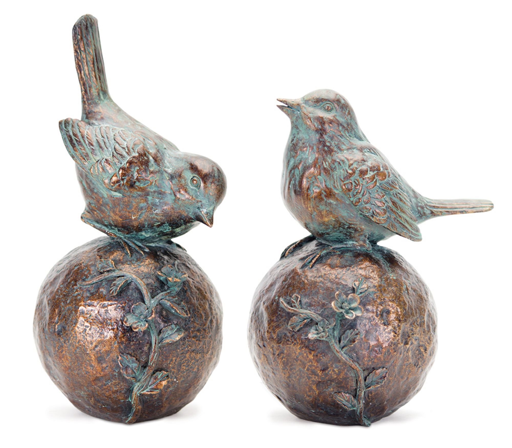 Bird/Orb (Set of 2) 8.5 inchesH, 10.5 inchesH Resin, BRONZE/BLUE/BROWN, hi-res image number 0