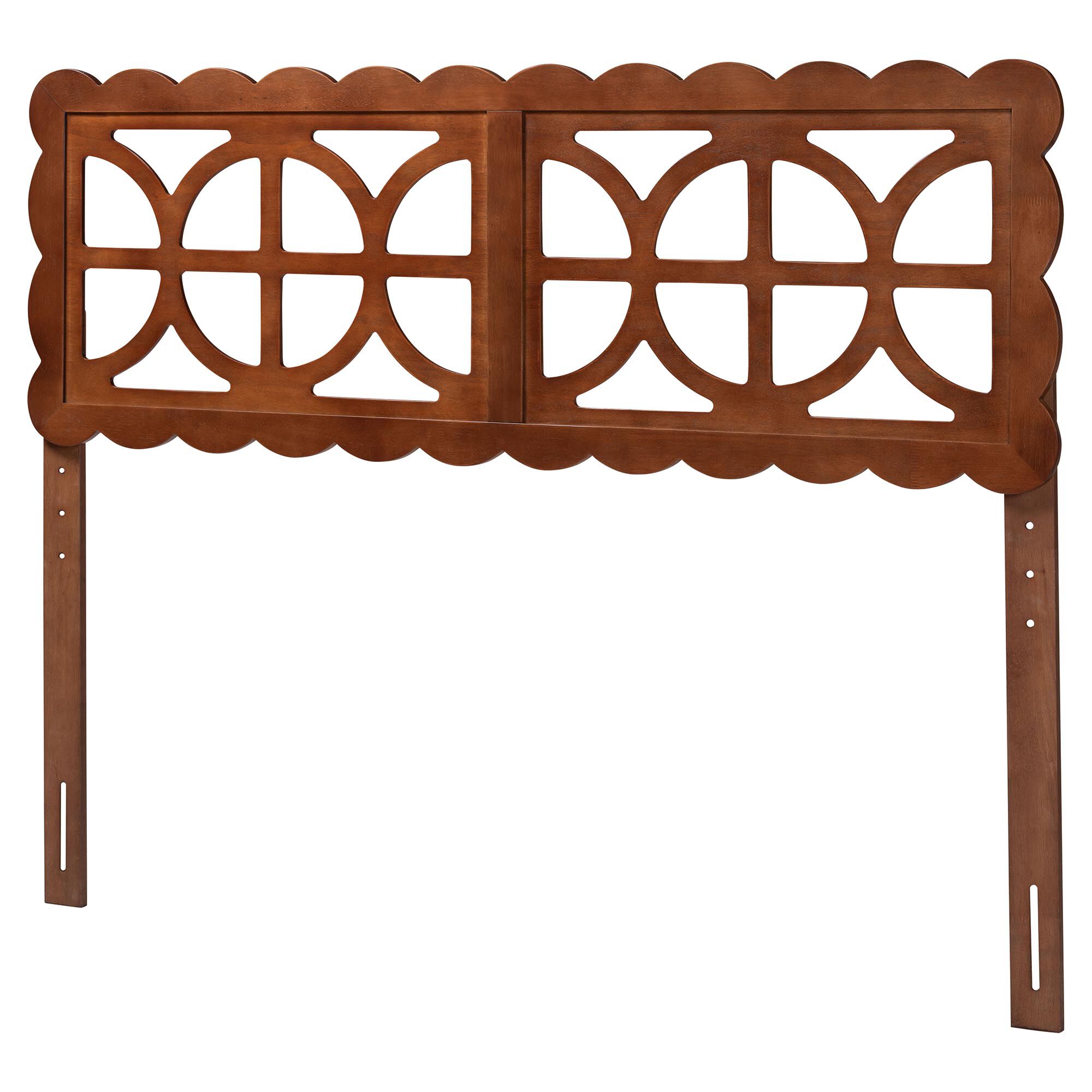 Nansen Wood Headboard with Scalloped Frame, Queen, Walnut, BROWN, alternate image number 1