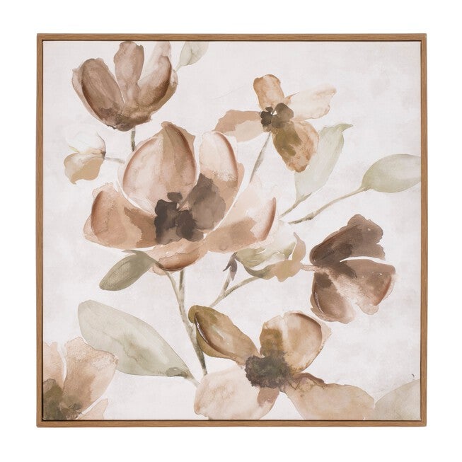 Wood Floral Block Plaque (Set of 2), WHITE BROWN, alternate image number null