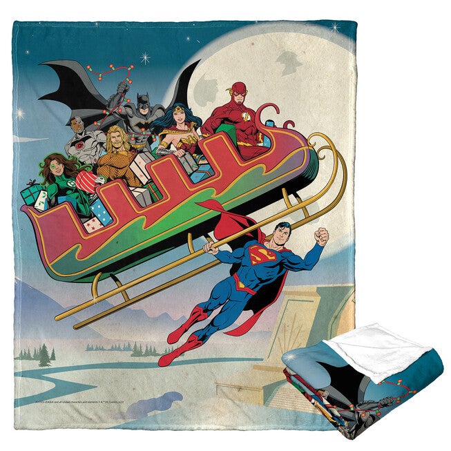 Wb Dc Justice League Super Sleigh Silk Touch Throw, O, hi-res image number 0