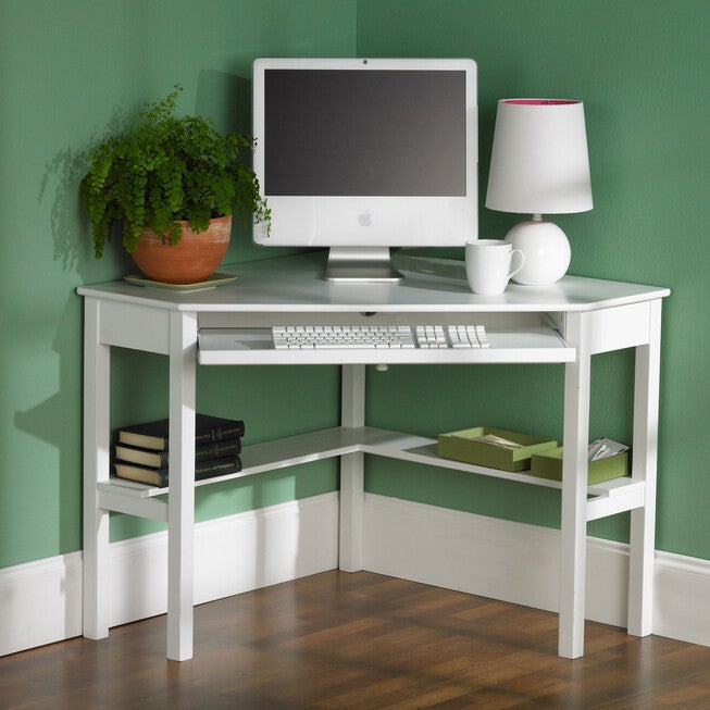 Solid Wood Contemporary Corner Computer Desk, , on-hover image number null