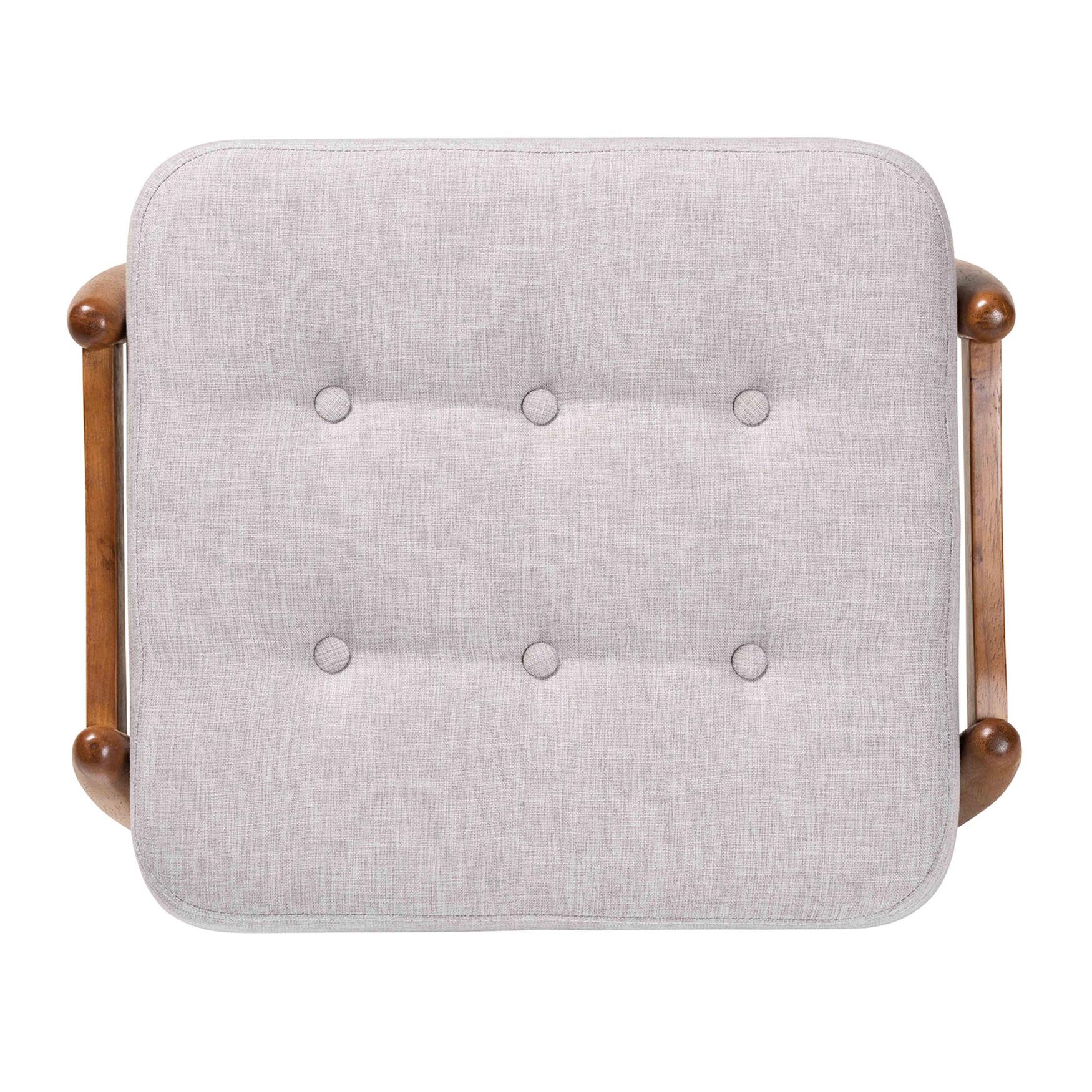 Jeanine Japandi Dark Grey Fabric And Walnut Brown Finished Wood Ottoman Footstool, , alternate image number 3