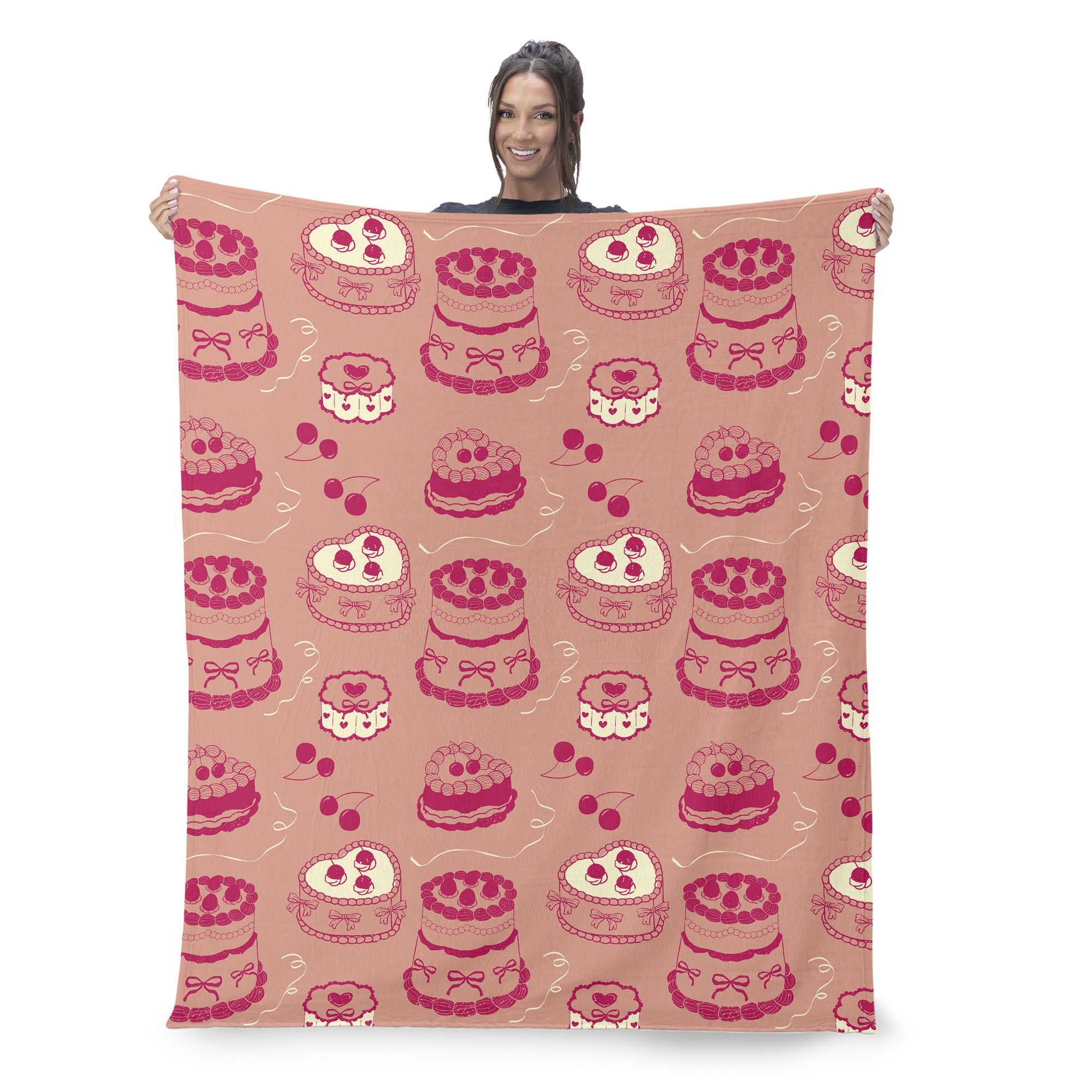 Valentine's Day V-Day Cakes Silk Touch Throw Blanket 60x80 Inches, VDAY CAKES, on-hover image number 1