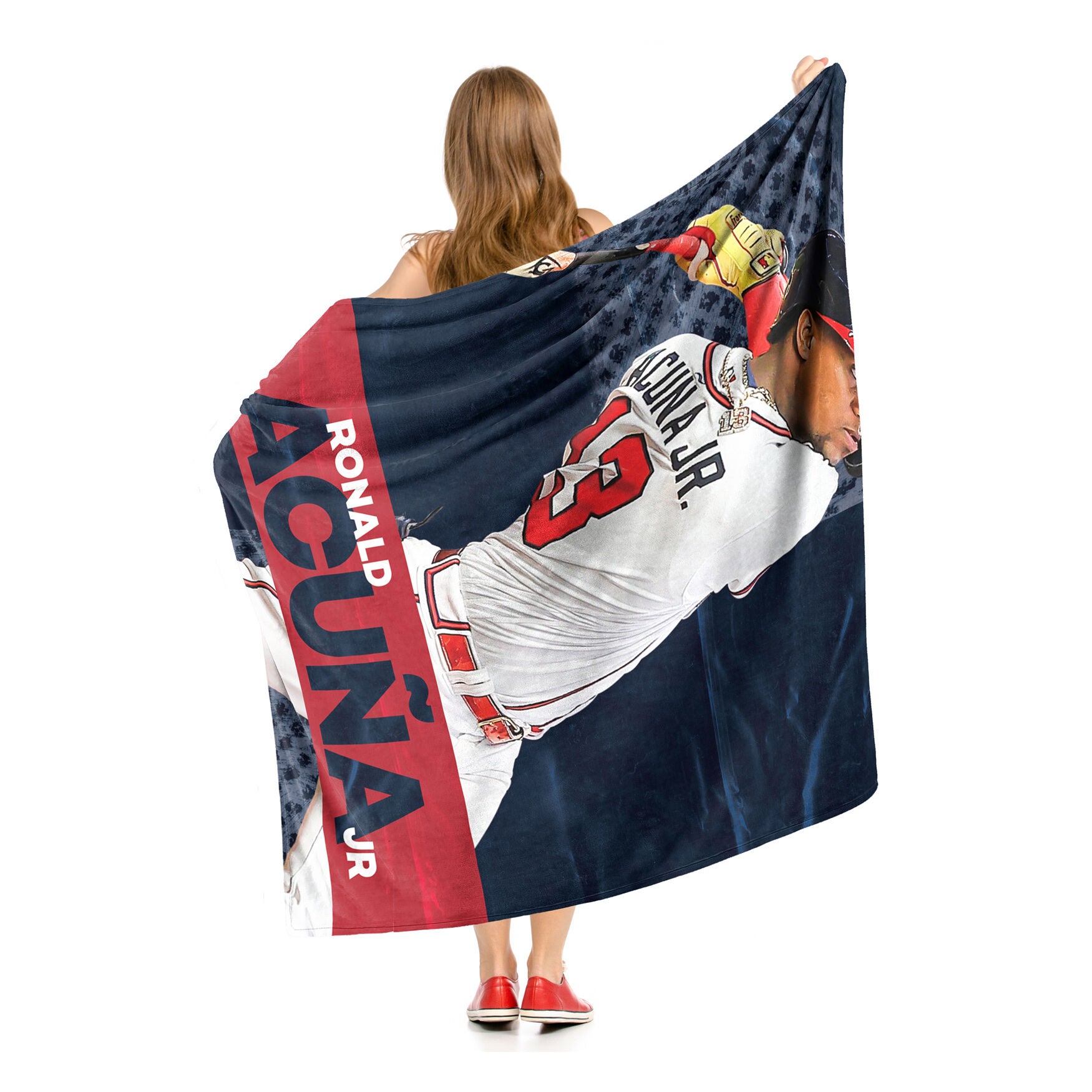 Mlb 575 Braves- Ronald Acuma Jr&nbsp; Silk Touch Throw Blanket, , on-hover image number 1
