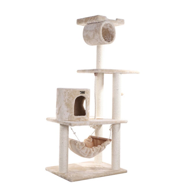 62 inches Real Wood Cat Tree With Scratch Posts, Hammock, , alternate image number 2