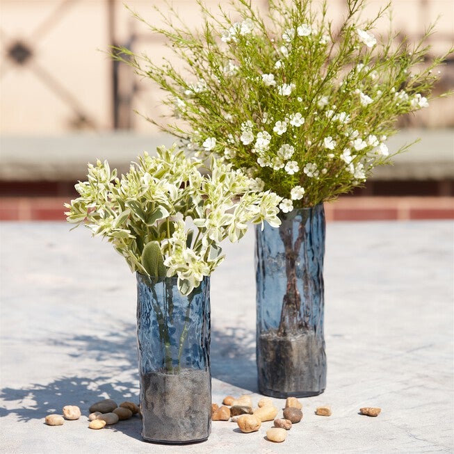 Blue Wavy Glass Vase (Set of 2), BLUE, alternate image number null