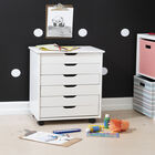 Cary Six Drawer Wide Roll Cart White Wash, , alternate image number null