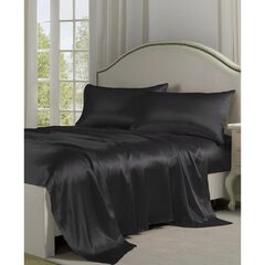 Belles & Whistles Black Satin Sheet Set