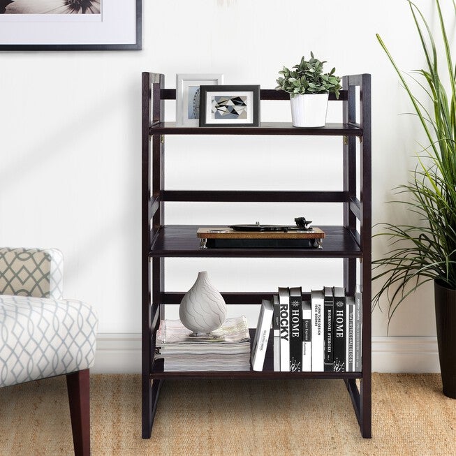 3-Shelf Folding Student Bookcase 20.75 inches Wide-Espresso, , alternate image number 8
