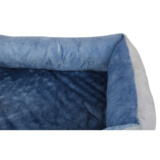 Orthopedic rectangle bolster Pet Bed,Dog Bed, super soft plush, Medium 25x21 inches BLUE, , alternate image number null