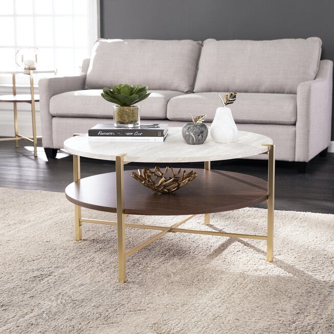 Ardmillan Round Faux Marble Cocktail Table, MULTI, hi-res image number 0