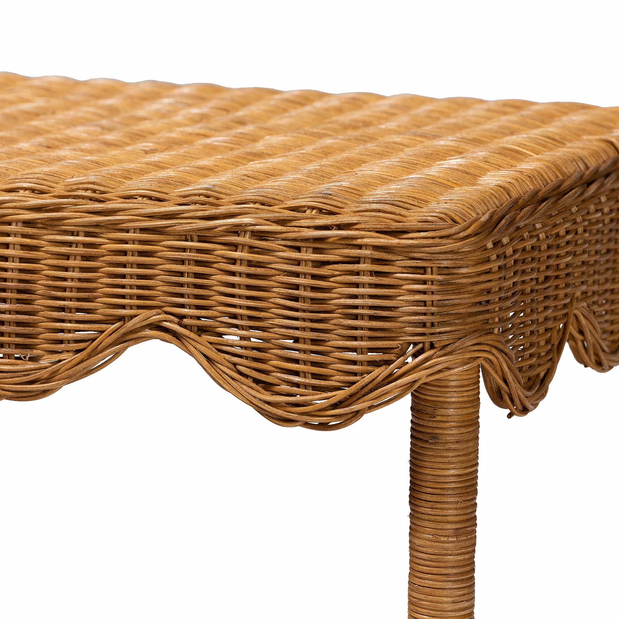 Oteria Bohemian Light Honey Scalloped Rattan Side Table, HONEY, alternate image number 4
