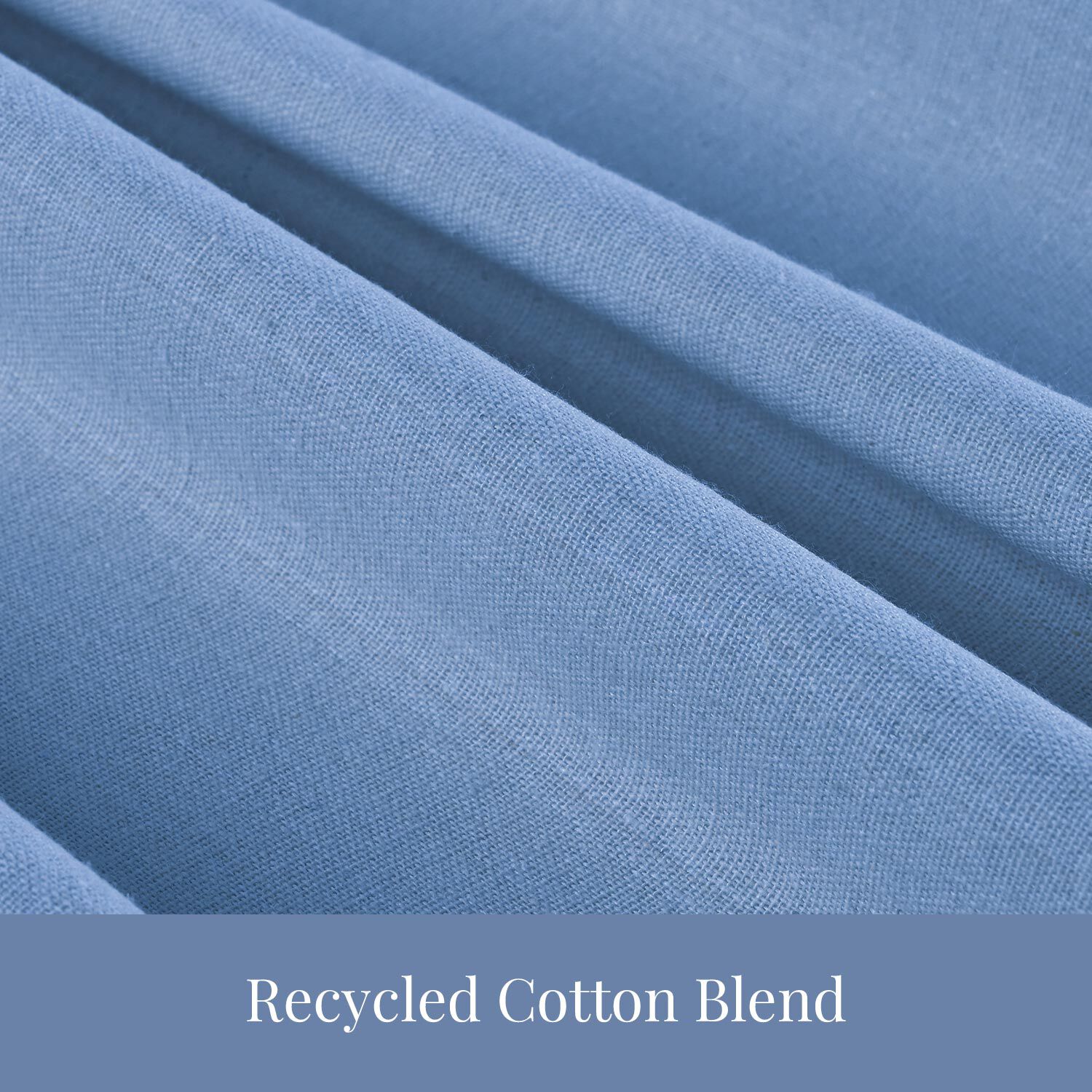 100% Blackout Recycled Cotton Ruffle Curtain Pair, BLUE, alternate image number 2