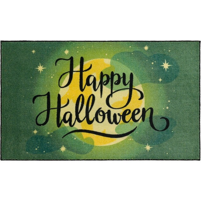 Halloween Moon Purple Kitchen Rug, GREEN, hi-res image number null