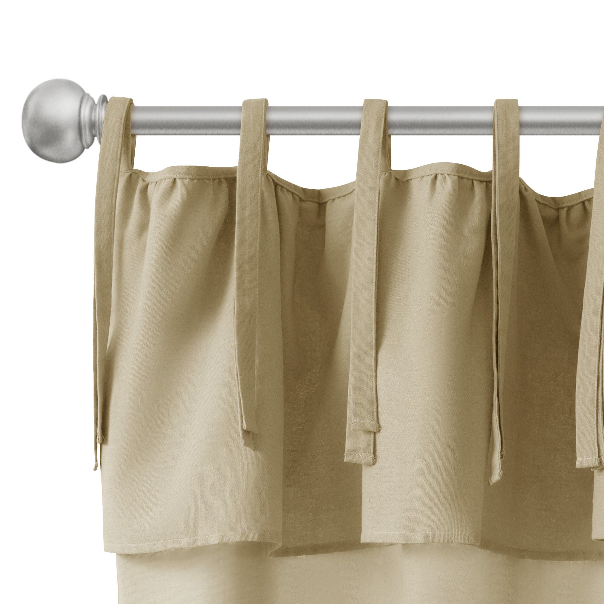 Recycled Cotton Blend Ruffle Tie Top Curtain Pair, LINEN, alternate image number 4
