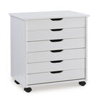 Cary Six Drawer Wide Roll Cart White Wash, WHITE, hi-res image number null