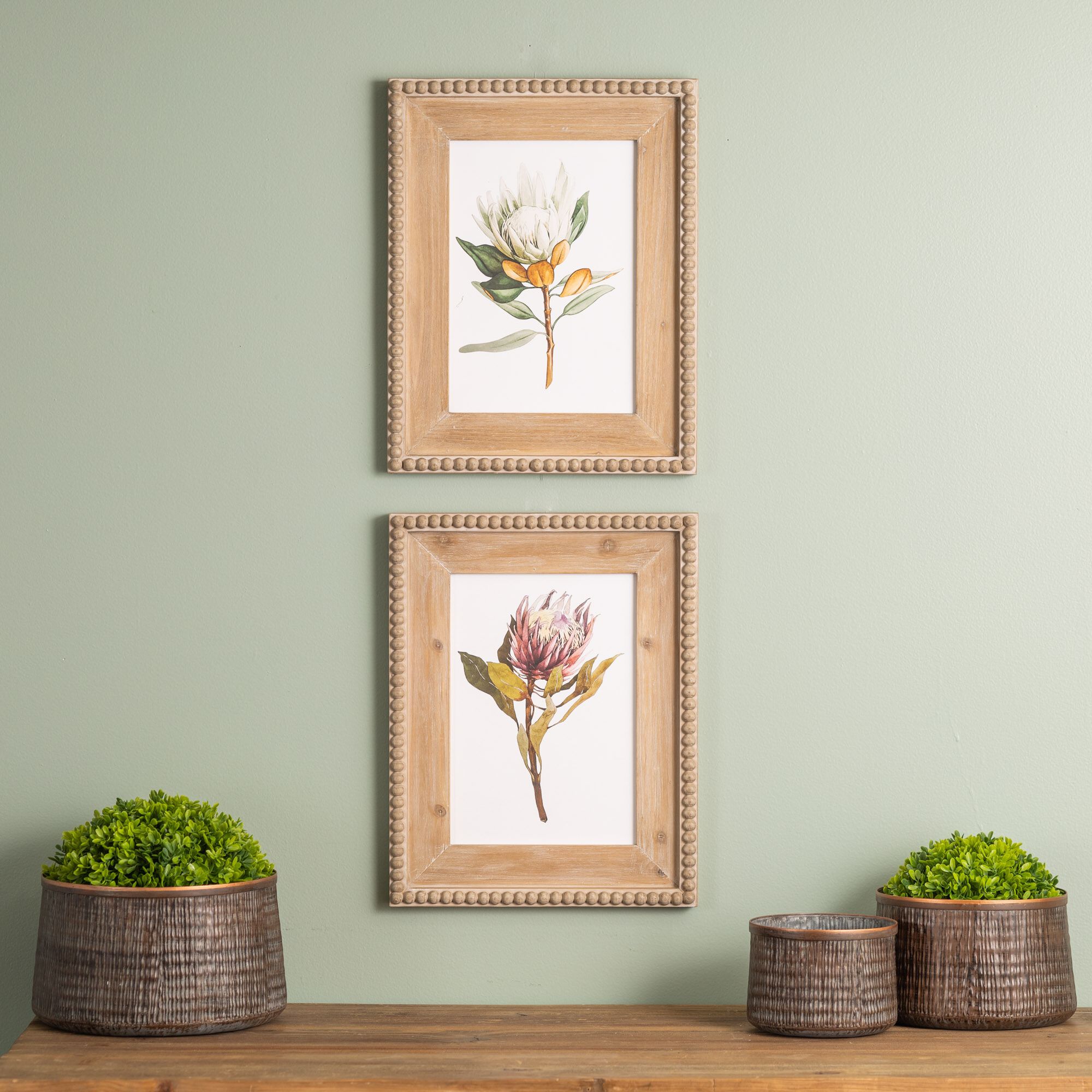 Wood Framed Protea Floral Print (Set of 2), GREEN WHITE BROWN, alternate image number 3