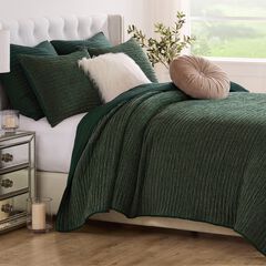 Velvet Crush Textured Finely Stitched Quilt Set