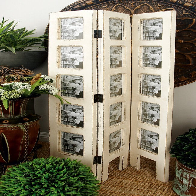 White Wood Farmhouse Room Divider Screen, 51 inches x 1 inches x 27 inches, , alternate image number null
