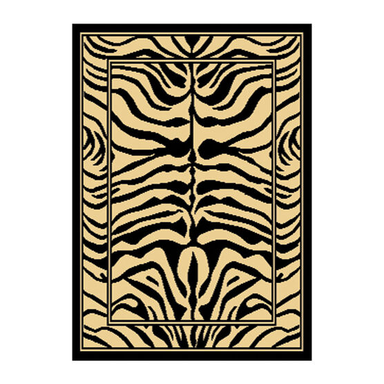 Zone Zebra Print Rug, 5'2"x7'4", BLACK, hi-res image number null
