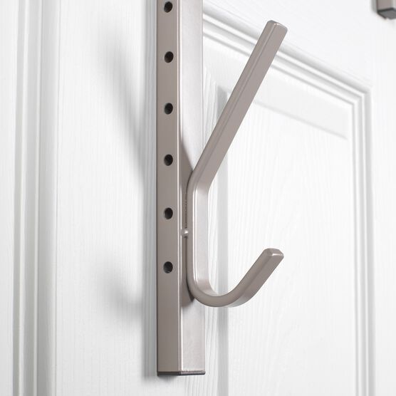 Over The Door Hanger, 2 Organizer Rack, Adjustable Height Hooks For Coat, Hat, Scarf, Bag, Accessory-White, , alternate image number null