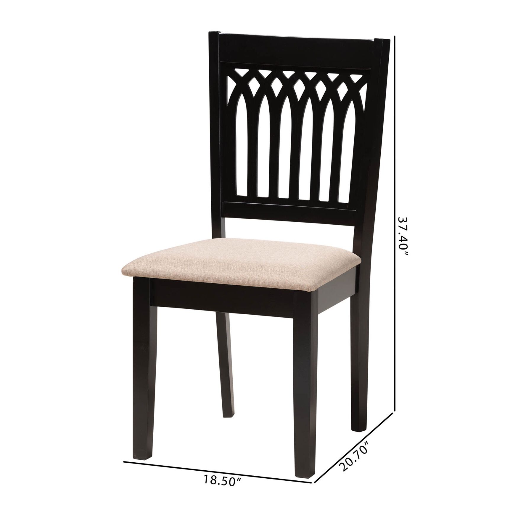 Genesis Modern Beige Fabric And Dark Brown Finished Wood 2-Piece Dining Chair Set, , alternate image number 7