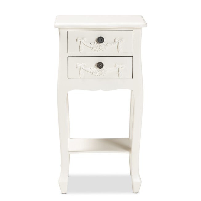 Eliya Classic And Traditional White Finished Wood 2-Drawer Nightstand, , alternate image number null