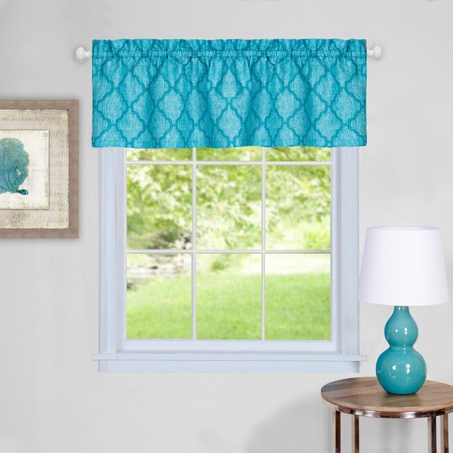 Colby Window Curtain Valance 58 inches x 14 inches, TURQUOISE, hi-res image number 0