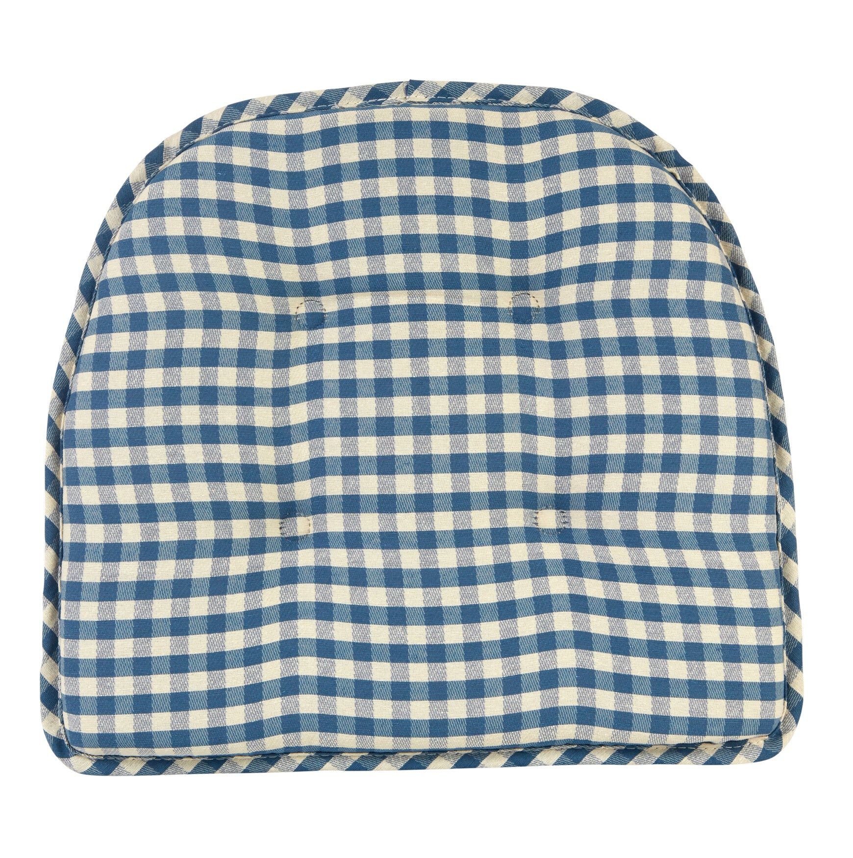 Gingham Gripper® Chair Cushion, BLUE, hi-res image number 0