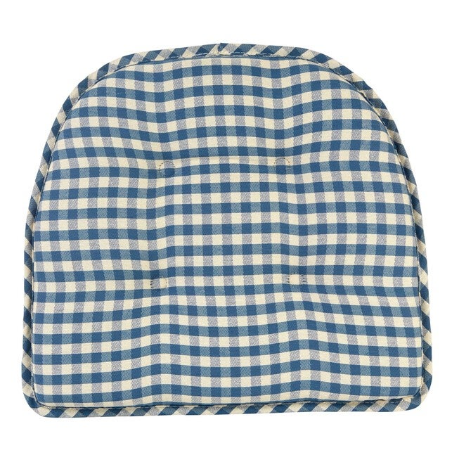 Gingham Gripper® Chair Cushion, BLUE, hi-res image number 0