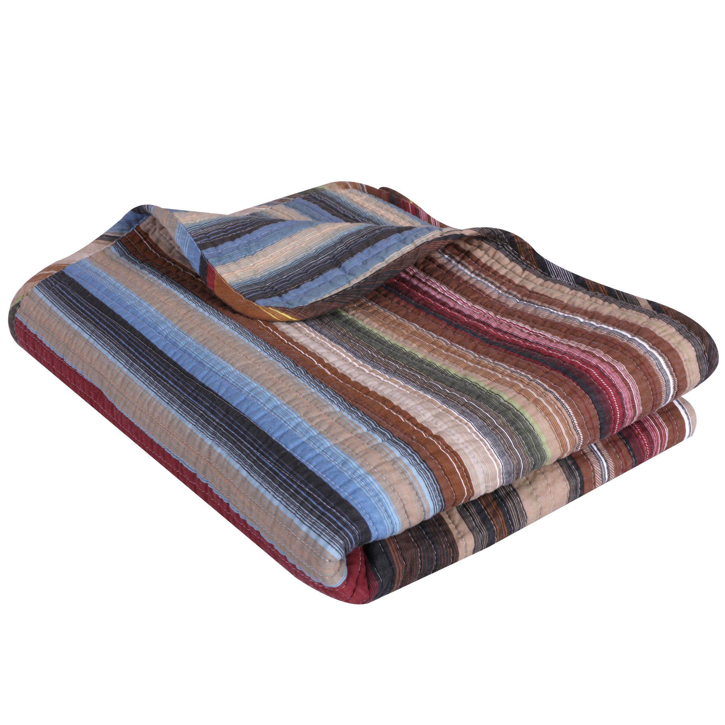 Durango Striped Quilted Throw Blanket, EARTH, alternate image number 2
