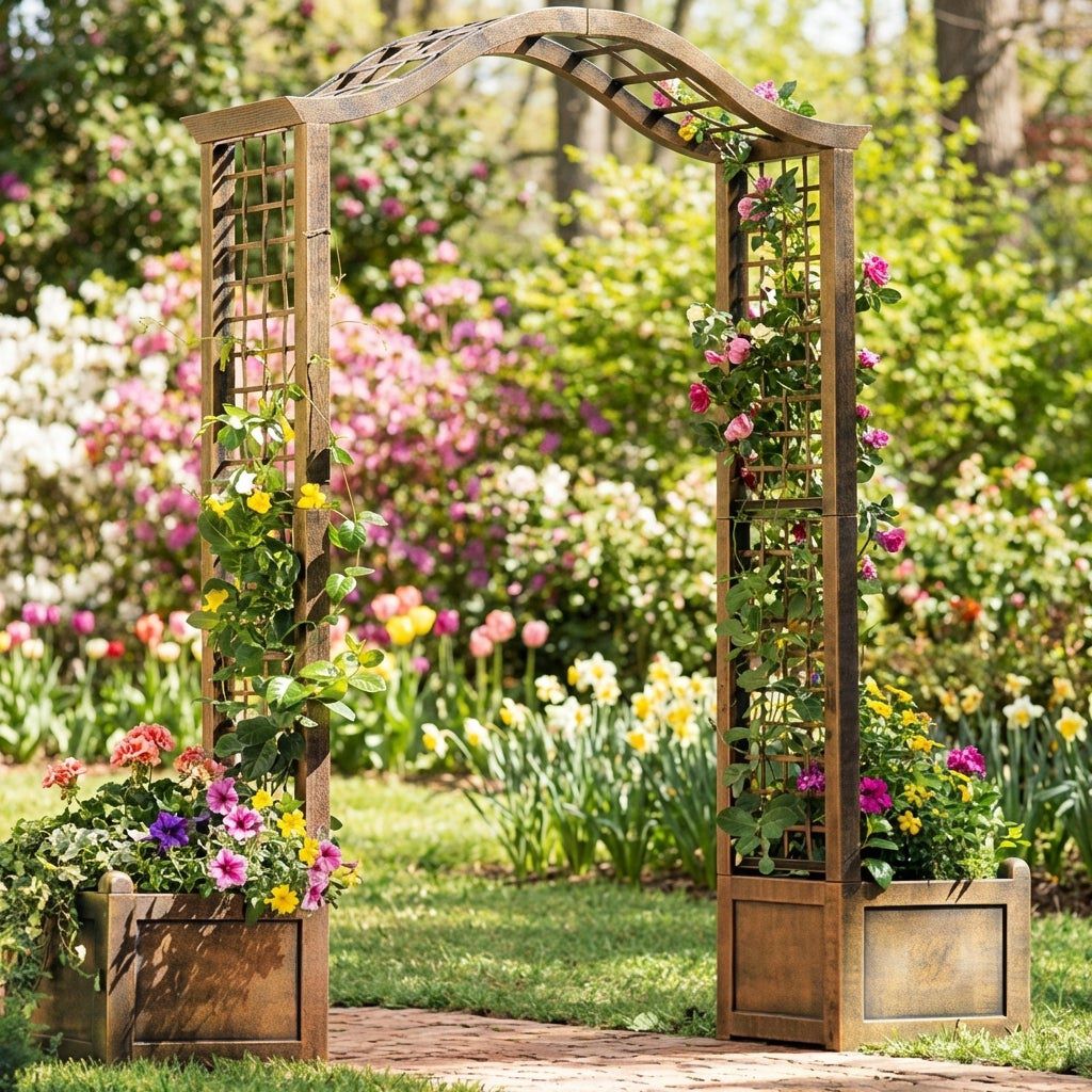 Resin Garden Arch Trellis, BRONZE, hi-res image number 0