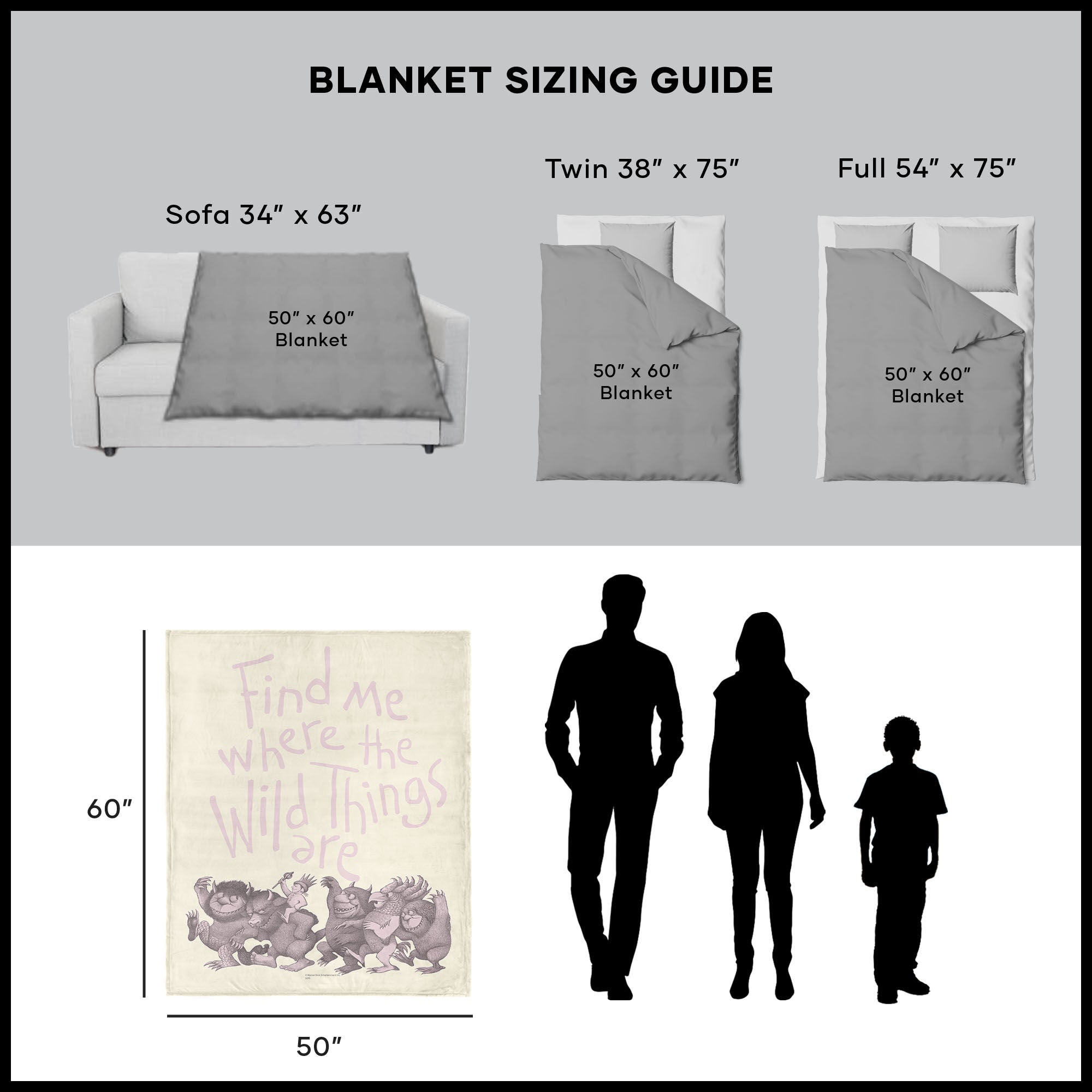 Warner Bros. Where the Wild Things Are Find Me Pink Silk Touch Sherpa Throw Blanket 50x60 Inches, TAN, alternate image number 5