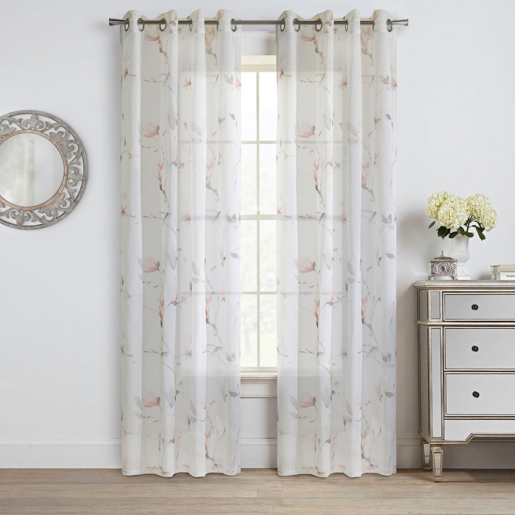 Habitat Symphony Indoor Single Grommet Curtain Panel, CORAL, hi-res image number 0