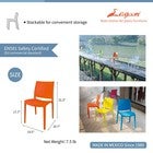 Product packaging with chair image and dimensions