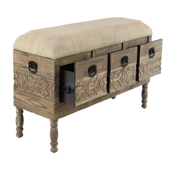 Brown Chinese Fir Farmhouse Bench, 20x47x16, , on-hover image number 1