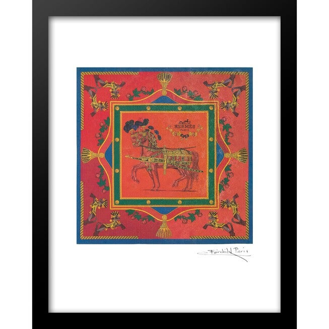 Hermes Scarf 14x18 Framed Print, ORANGE, hi-res image number 0