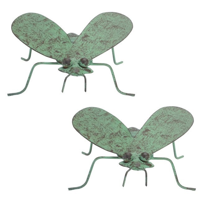 Iron Metal Bumble Bee Garden Accent (Set of 2), GREEN/BLACK, alternate image number null